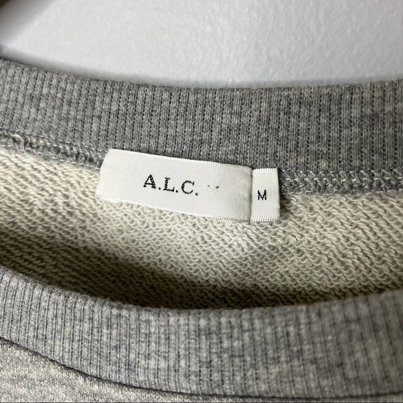 A.L.C. Gilmore Puff Sleeve Rolled Hem Cropped Sweatshirt Gray Size Medium - Picture 5 of 7
